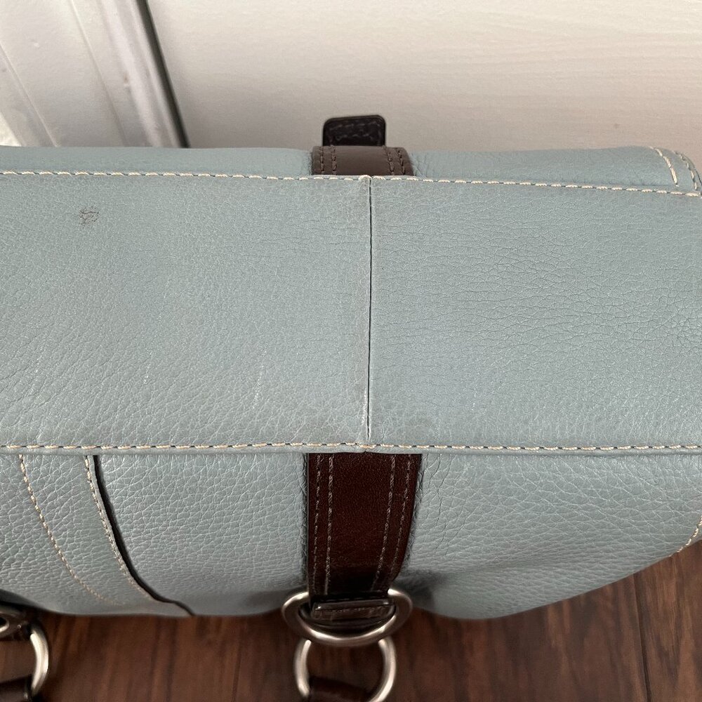 COACH ~ Blue/Brown F12334 Pebble Leather Chelsea Satchel w/ Silver Hardware - Picture 9 of 14